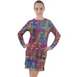 Colorful shapes texture                                                     Long Sleeve Hoodie Dress