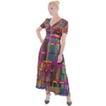 Colorful shapes texture                                                      Button Up Short Sleeve Maxi Dress