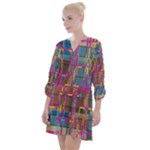 Colorful shapes texture                                                    Open Neck Shift Dress
