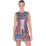 Colorful shapes texture                                                      Lace Up Front Bodycon Dress