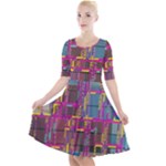 Colorful shapes texture                                                      Quarter Sleeve A-Line Dress