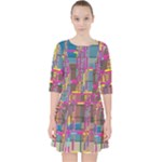 Colorful shapes texture                                                     Quarter Sleeve Pocket Dress