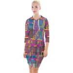 Colorful shapes texture                                                     Quarter Sleeve Hood Bodycon Dress
