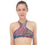 Colorful shapes texture                                                  High Neck Bikini Top