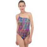 Colorful shapes texture                                                  Classic One Shoulder Swimsuit