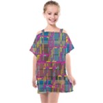 Colorful shapes texture                                                Kids  One Piece Chiffon Dress