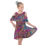 Colorful shapes texture                                                Kids  Shoulder Cutout Chiffon Dress