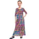 Colorful shapes texture                                                  Kids  Quarter Sleeve Maxi Dress