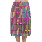 Colorful shapes texture                                                Velvet Flared Midi Skirt