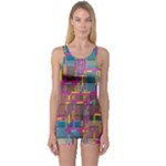 Colorful shapes texture                                                   Women s Boyleg One Piece Swimsuit