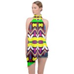 Colorful shapes                                                    Halter Asymmetric Satin Top