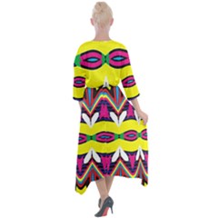 Quarter Sleeve Wrap Front Maxi Dress 