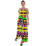 Colorful shapes                                                   Off Shoulder Open Front Chiffon Dress
