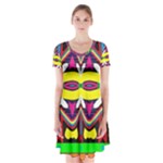 Colorful shapes                                                       Short Sleeve V-neck Flare Dress