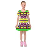Colorful shapes                                                       Kids  Short Sleeve Velvet Dress