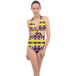 Colorful shapes                                                   Halter Front Plunge Swimsuit