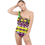 Colorful shapes                                                   Frilly One Shoulder Swimsuit