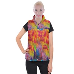 Colorful watercolors texture                                                 Women s Button Up Puffer Vest from ArtsNow.com