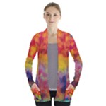 Colorful watercolors texture                                                   Women s Open Front Pockets Cardigan
