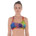 Colorful watercolors texture                                                         Cross Back Sports Bra
