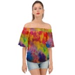 Colorful watercolors texture                                                   Off Shoulder Short Sleeve Top