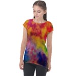 Colorful watercolors texture                                                   Cap Sleeve High Low Top