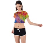 Colorful watercolors texture                                                    Tie Back Short Sleeve Crop Tee
