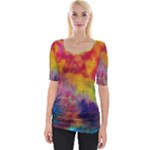 Colorful watercolors texture                                                    Wide Neckline Tee