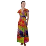 Colorful watercolors texture                                                      Flutter Sleeve Maxi Dress