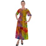 Colorful watercolors texture                                                       Shoulder Straps Boho Maxi Dress