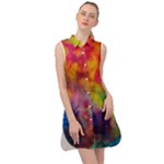 Colorful watercolors texture                                                       Sleeveless Shirt Dress