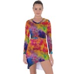 Colorful watercolors texture                                                      Asymmetric Cut-Out Shift Dress