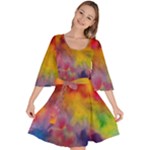 Colorful watercolors texture                                                 Velvet Kimono Dress