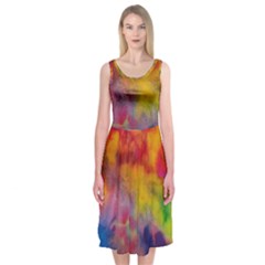 Colorful watercolors texture                                                   Midi Sleeveless Dress from ArtsNow.com