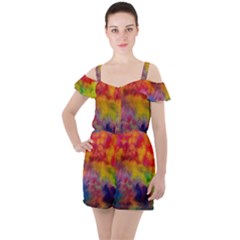 Ruffle Cut Out Chiffon Playsuit 