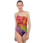 Colorful watercolors texture                                                   Classic One Shoulder Swimsuit