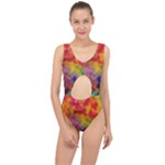 Colorful watercolors texture                                                   Center Cut Out Swimsuit