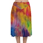 Colorful watercolors texture                                                 Velvet Flared Midi Skirt