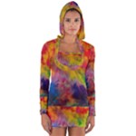 Colorful watercolors texture                                                    Women s Long Sleeve Hooded T-shirt