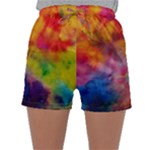 Colorful watercolors texture                                                   Women s Satin Sleepwear Sleeve Shorts