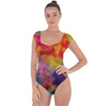 Colorful watercolors texture                                                    Short Sleeve Leotard