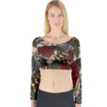 Seamless Vector Pattern Long Sleeve Crop Top