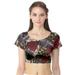 Seamless Vector Pattern Short Sleeve Crop Top