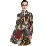 Seamless Vector Pattern Long Sleeve Chiffon Shirt Dress