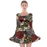 Seamless Vector Pattern Long Sleeve Skater Dress