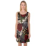 Seamless Vector Pattern Sleeveless Satin Nightdress