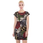 Seamless Vector Pattern Cap Sleeve Bodycon Dress