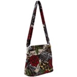 Seamless Vector Pattern Zipper Messenger Bag