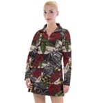 Seamless Vector Pattern Women s Long Sleeve Casual Dress