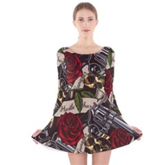 Long Sleeve Velvet Skater Dress 